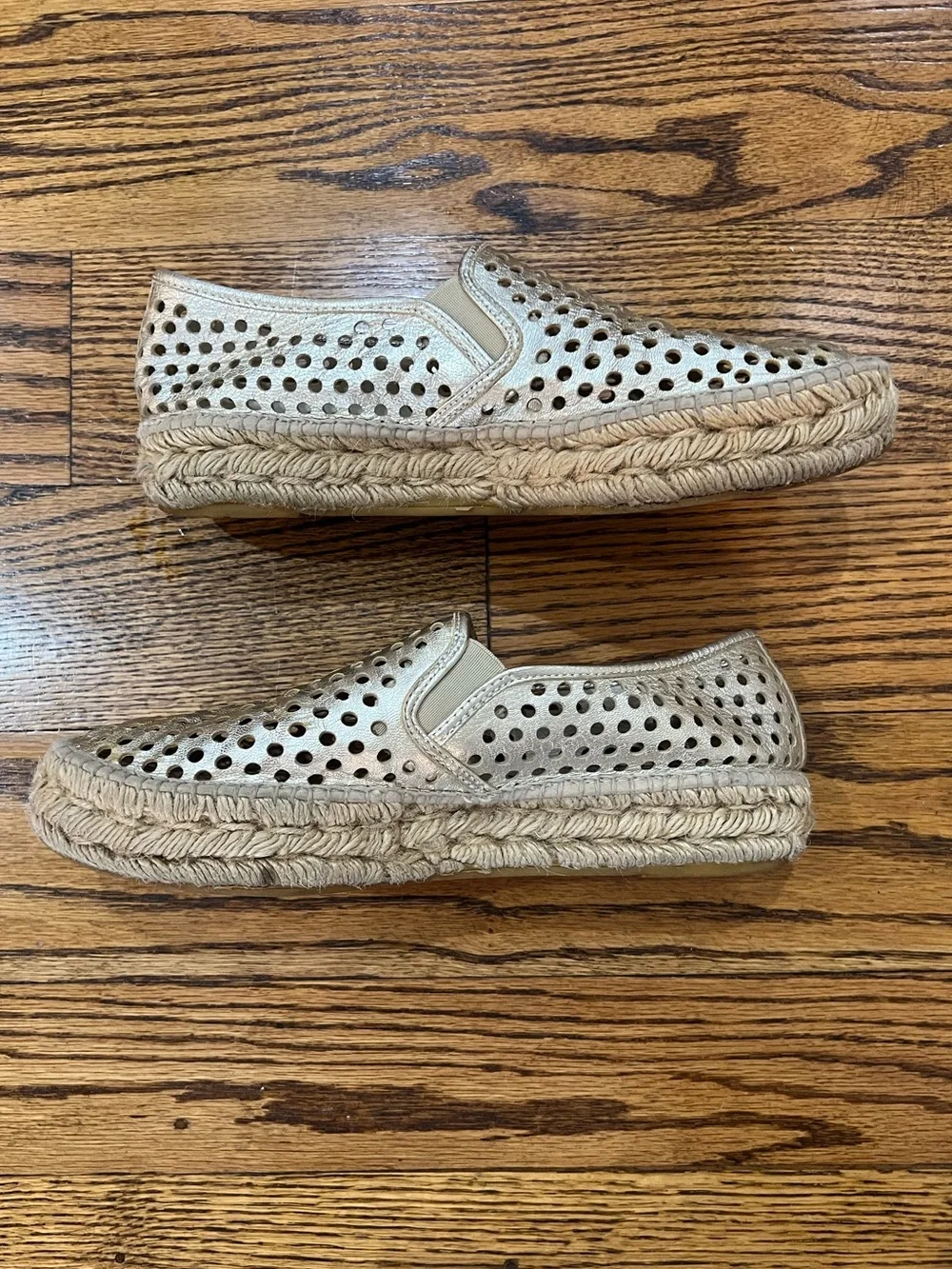 Loeffler Randall Rowan Leather Platform Espadrilles Sz 40 Gold Quiet Luxury